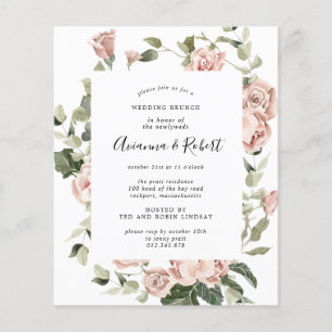 Budget Pink Floral Post Wedding Brunch Invitation Flyer