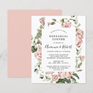 Budget Pink Floral Rehearsal Dinner Invitation