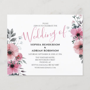 Budget Pink Floral Wedding Invitations