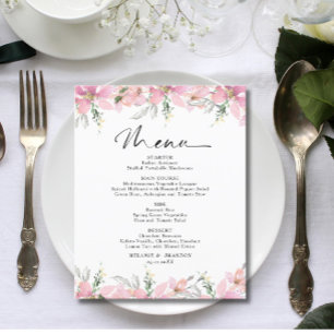 Budget Pink Floral  Wedding Menu