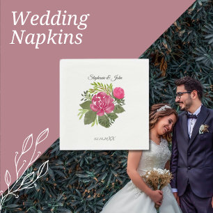 Budget Pink Floral Wedding  Napkin