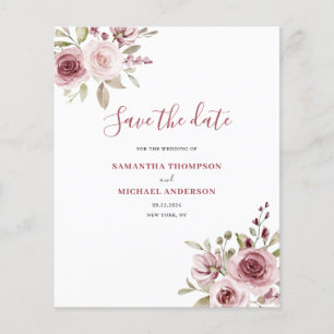 Budget Pink Floral Wedding Save The Date Flyer