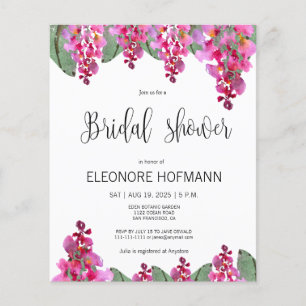 Budget Pink Fuchsia Wisteria Bridal Shower card