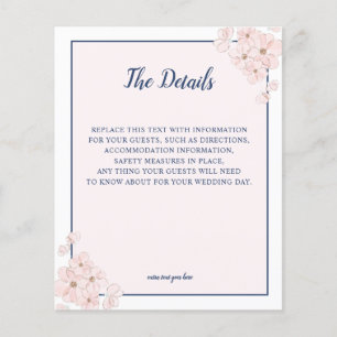 BUDGET Pink Glitter Navy Floral Wedding DETAILS