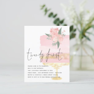 Budget Pink Gold Birthday Cake 21st Party Invite