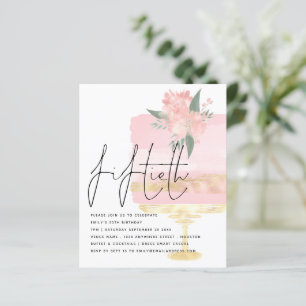 Budget Pink Gold Birthday Cake 50th Party Invite