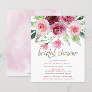 Budget Pink Gold Burgundy Floral Bridal Shower