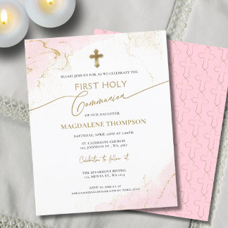 Budget Pink Gold Cross Girl First Holy Communion