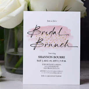 Budget Pink Gold Elegant Bridal brunch Invitation