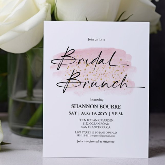 Budget Pink Gold Elegant Bridal brunch Invitation (Creator Uploaded)