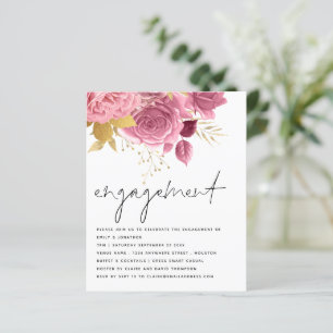 Budget Pink Gold Florals Engagement Party Invite
