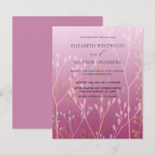 Budget Pink Grasses & Foliage Wedding Invitation