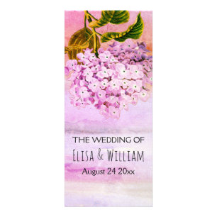 BUDGET Pink hydrangea floral wedding program Rack Card