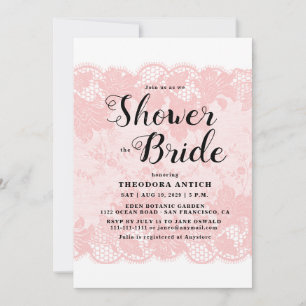 Budget Pink Lace Bridal Shower Invitation