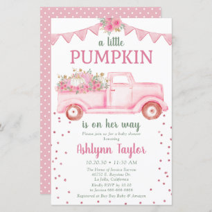 Budget Pink Little Pumpkin Baby Shower Invitation