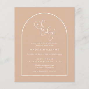 Budget Pink Minimalist Script Arch Oh Baby Shower