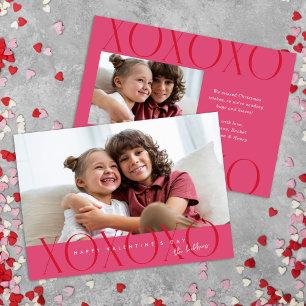 Budget Pink Modern XOXO Photo Valentine's Day Holiday Card