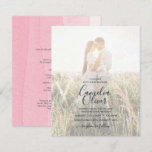 BUDGET Pink Ombre PHOTO OVERLAY Wedding Invites