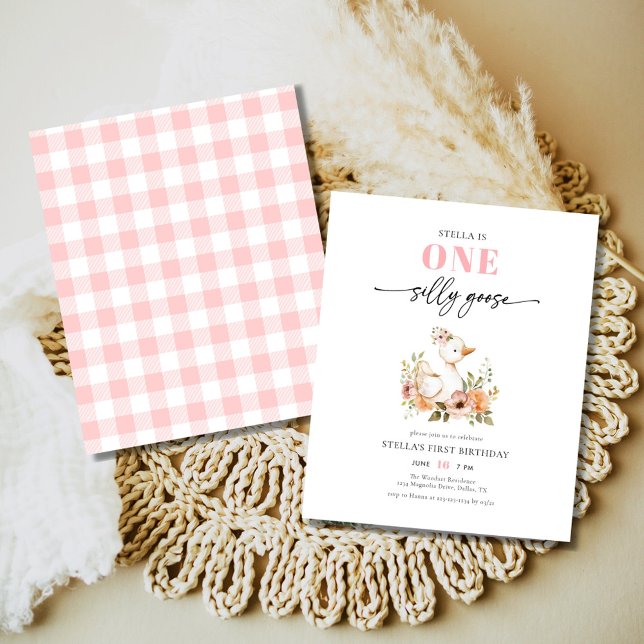 BUDGET Pink One Silly Goose Birthday Party Invites (Creator Uploaded)