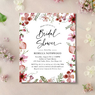 Budget Pink Peach Flora Bridal Shower Invitation