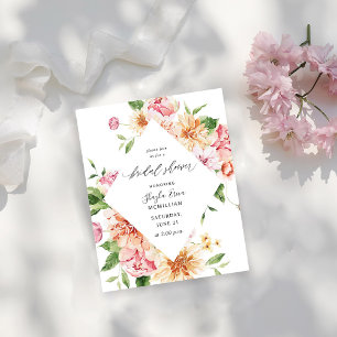 Budget Pink & Peach Floral & Greener Bridal Shower Flyer