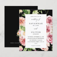Budget Pink & Peach Floral & Greenery Wedding Blac