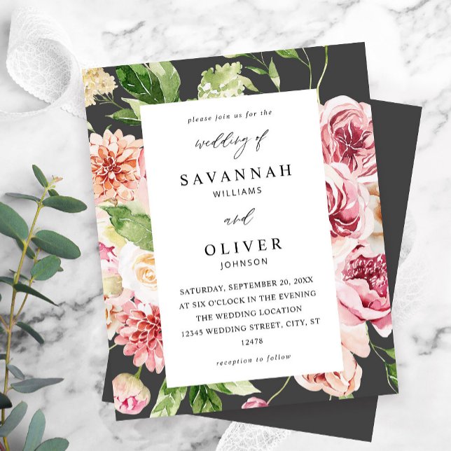 Budget Pink & Peach Floral & Greenery Wedding Grey (Creator Uploaded)