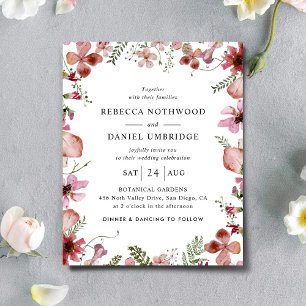 Budget Pink Peach Minimalist Wedding Invitation