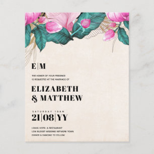 Budget Pink Peonies Wedding All-in-1 Flyer
