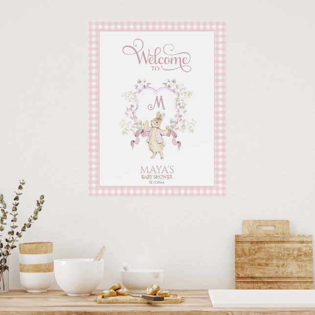 Budget Pink Peter the Rabbit Baby Shower Welcome Poster (Kitchen)
