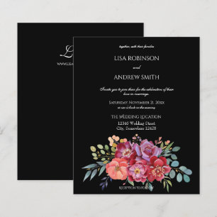Budget Pink & Plum Tropical Floral Black 2 Wedding