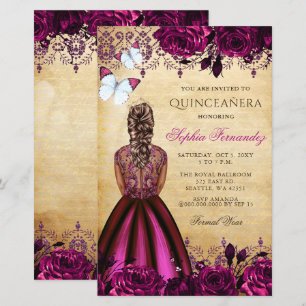 Budget Pink Princess Quinceañera Invitation