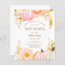 Budget Pink Pumpkin Fall Baby Shower Invitation