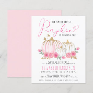 Budget Pink Pumpkin Floral Girl 1st Birthday Party
