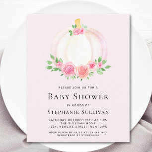 Budget Pink Pumpkin Girl's Baby Shower Invitation