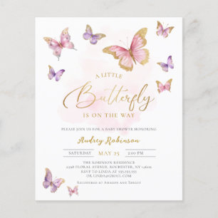 Budget Pink Purple Gold Butterfly Baby Girl Shower
