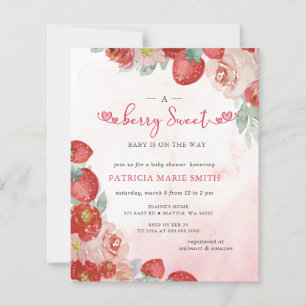 Budget Pink Red Berry Sweet Baby Shower Invite