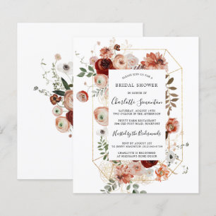 Budget Pink Red Gold Bridal Shower Invitation