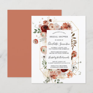 Budget Pink Red Gold Bridal Shower Invitation