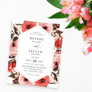 Budget Pink & Red Pink Floral Wedding 2 Flyer