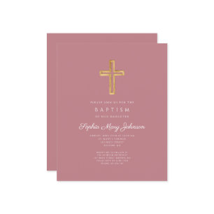Budget Pink Religious Cross Girl Baptism