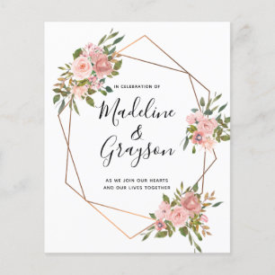 BUDGET Pink Rose Gold Frame Wedding Invitation