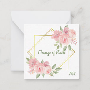 Budget, pink roses with golden frame. card