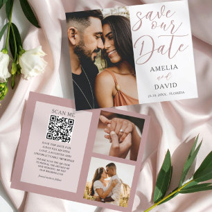 Budget Pink Save Our Date Photo Wedding