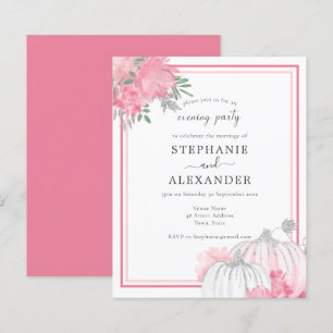 Budget Pink & Silver Pumpkin Wedding Party Invite