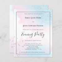 Budget Pink Teal Watercolor Silver Wedding Evening
