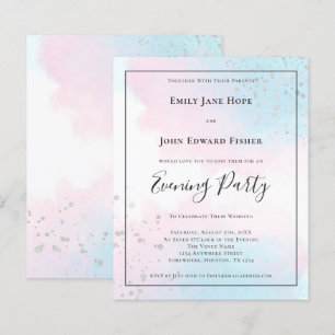 Budget Pink Teal Watercolor Silver Wedding Evening
