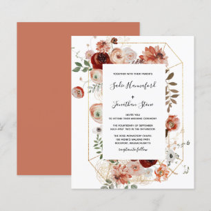 Budget Pink Terracotta Floral Wedding Invitation