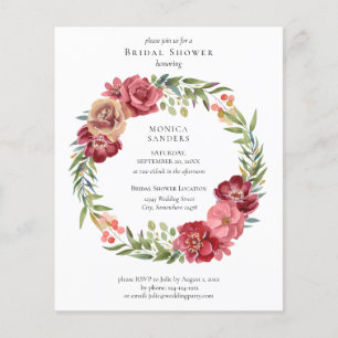 Budget Pink Tropical Floral Bridal Shower Flyer