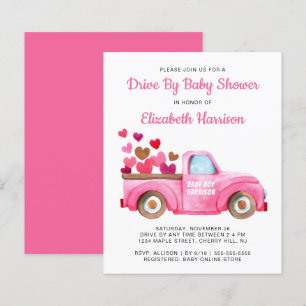 Budget Pink Truck Drive By Baby Shower Invitation